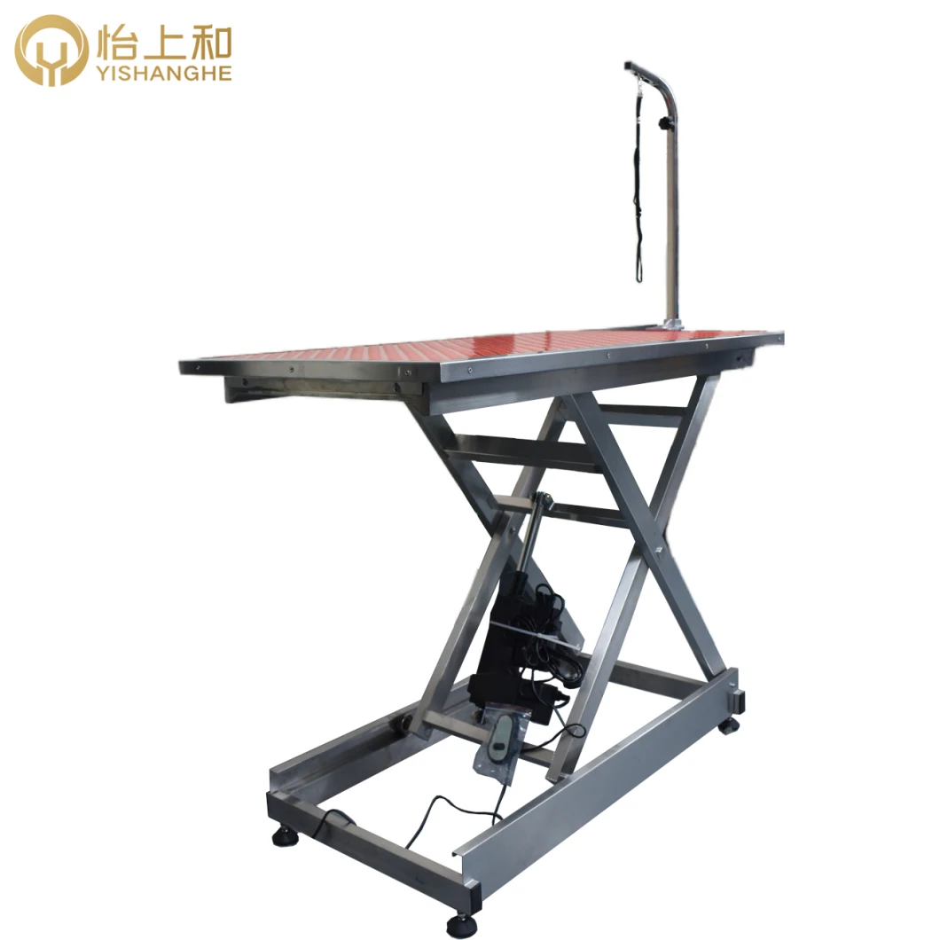 Stainless Steel Lifting Vet Folded Folding Electric Hydraulic Beauty Grooming Table for Dog Cat Pet Animal with Gantry Boom Bracket